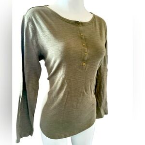 Segments Army Green/olive  Women's Long Sleeve Henley Top, sz XL 100% Cotton